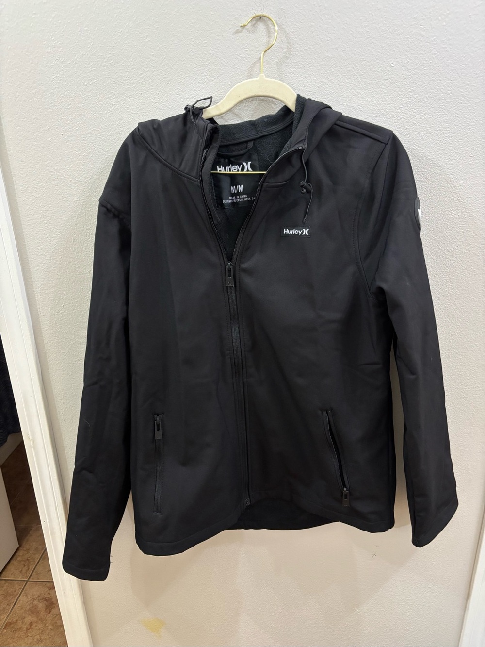 Hurley Black Hooded Windbreaker Jacket - Men’s M